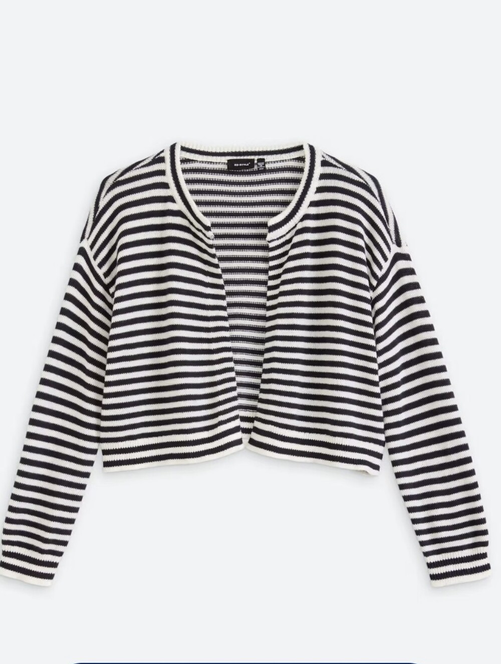 RD Style Mia Crewneck Striped Open-Front Cardigan - Black & White Size XL